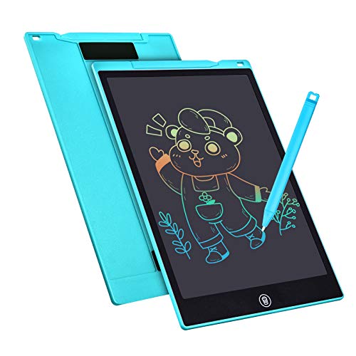 Colorida Pizarra LCD de 12 Pulgadas, Tableta de Escritura LCD, Tableta electrónica, Tableta gráfica, Almohadilla de Dibujo Digital, Juguete para niños para niñas de 3 a 12 años (Azul)